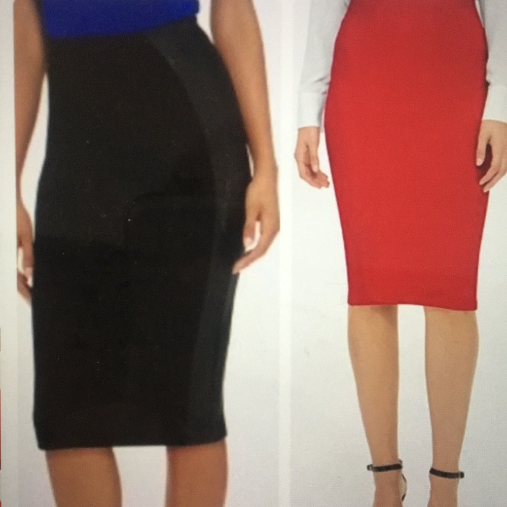 Black Pencil leather detailing skirt!